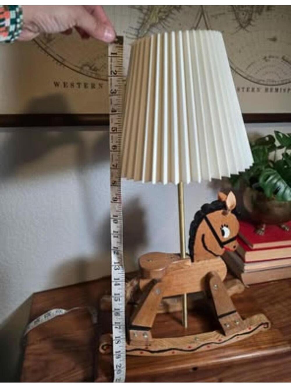 Vintage Hand-Painted Wooden Rocking Horse Lamp - 21" Nursery Decor - Picture 5 of 5